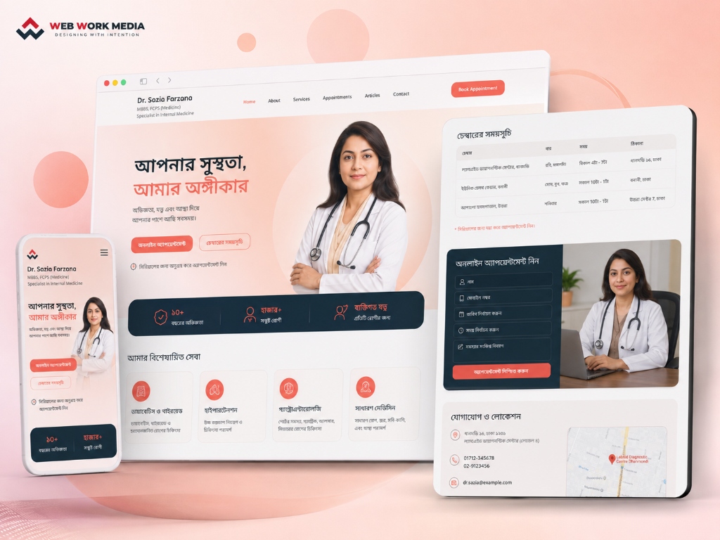 Dr. Sazia Farzana Website Mockup